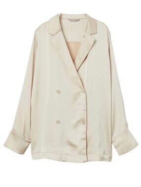 H&M Gold Satin Oversized Double-Breasted Blazer